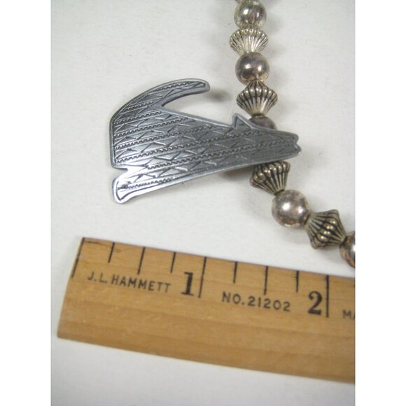 UPCYCLED Jonette Jones Coyote Necklace Sterling Silver 925 Hollow Beaded 26 in - Picture 5 of 14